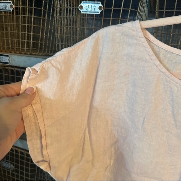 Quince Pale Pink Linen Blouse Minimalist Quiet Luxury Old Money Top 51909 - Picture 8 of 9